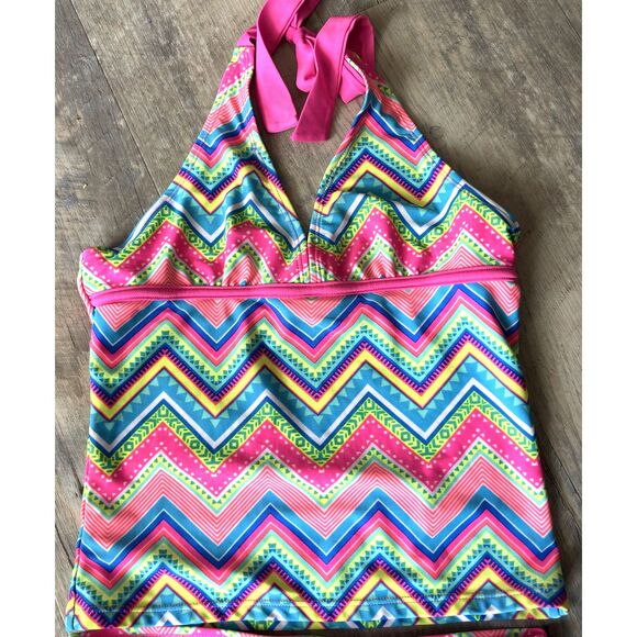 Justice Girl's Size 14 Neon Tankini Swimsuit - Picture 3 of 6